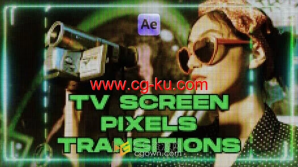 AE模板-15个电视屏幕像素过渡TV Screen Pixels Transitions的图片1