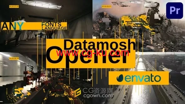 PR模板-Datamosh像素破损撕拉花屏效果失真炫酷开场白的图片1