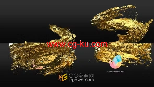 AE模板-液体风格金色标志揭晓Liquid style Gold Logo reveal的图片1