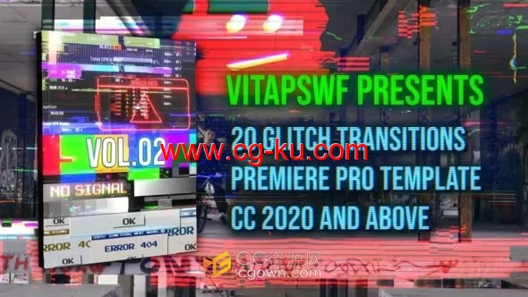 20个赛博朋克故障转场Glitch Transitions Vol. 02-PR模板的图片1