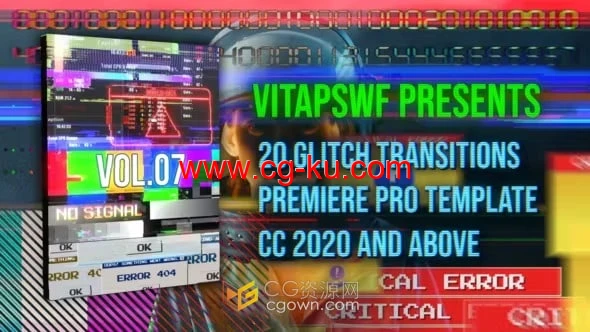 信号损坏故障干扰过渡效果Glitch Transitions Vol. 07-PR模板的图片1