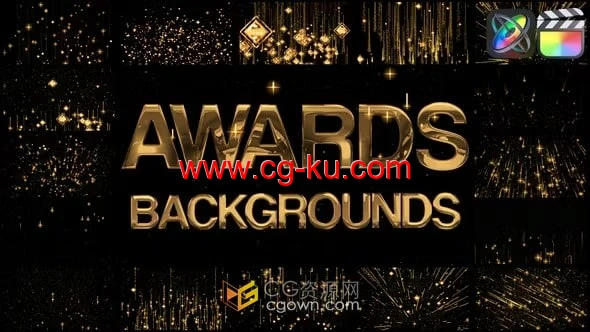 FCPX插件15组金色华丽粒子闪耀动画背景视频Awards Backgrounds的图片1