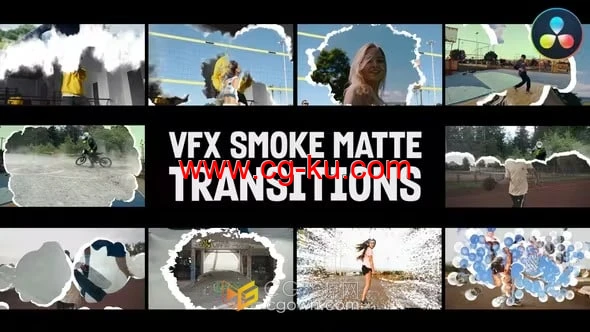 DR达芬奇模板-卡通烟雾遮罩过渡VFX Smoke Matte Transitions的图片1