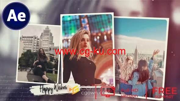 情感回忆3D照片幻灯片温柔视频相册-AE模板的图片1