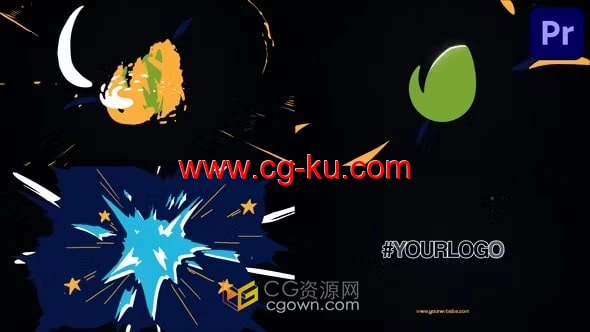 酷酷的多色爆炸标志卡通PR模板的图片1