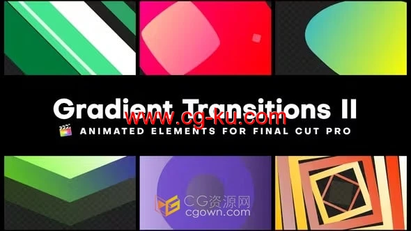 FCPX插件15组色彩缤纷渐变图形动画转场过渡Gradient Transitions II的图片1