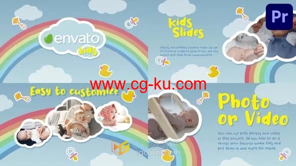 卡通彩虹可爱元素场景制作儿童视频婴童广告PR模板的图片1