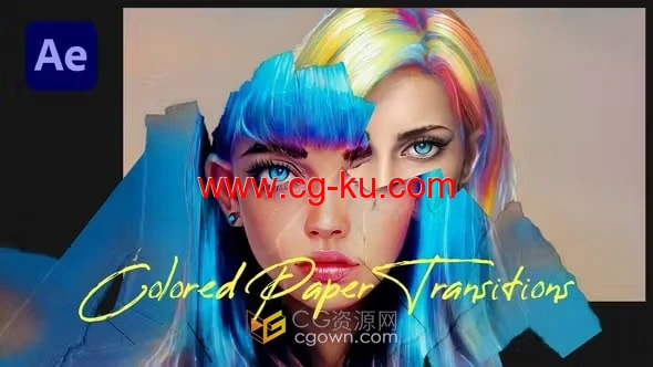AE模板-20种彩色纸过渡Colored Paper Transitions的图片1