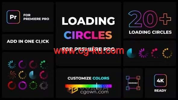 20+加载Circles圆圈动画进度动画元素-PR模板的图片1
