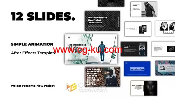 AE与PR模板-时尚图文版式人物介绍简约排版幻灯片的图片1