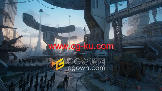 3D模型Blender三维软件未来科技感星球战争军事基地场景的图片2