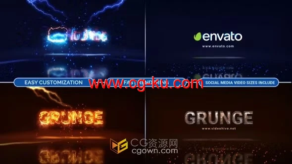 AE模板-闪电风暴电力能量抖动标志粒子火花LOGO动画的图片1