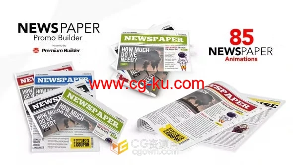 85个3D报纸动画场景头条新闻商业广告制作-AE模板的图片1