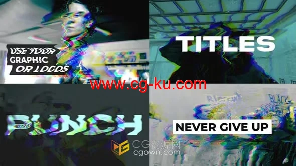 72种畸变扭曲闪烁故障标题动画效果-PR模板的图片1