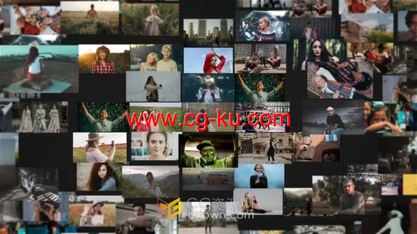 AE与PR模板-公司员工头像照片墙汇聚企业LOGO标志片头的图片1