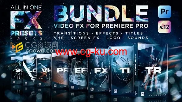 FX Presets Bundle V.12 PR模板转场标题效果VHS调色LUTs的图片1