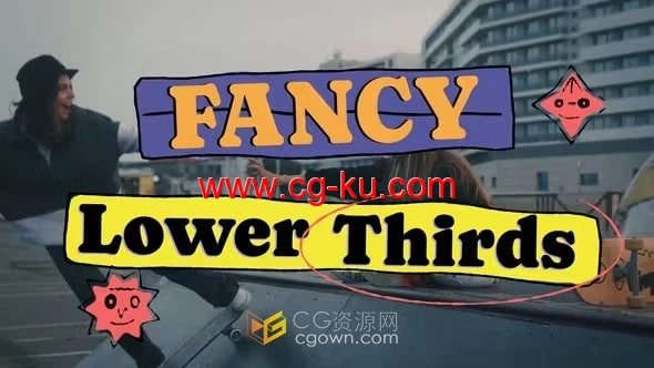 PR模板-创意卡通标题条彩色花哨标题栏字幕效果的图片1