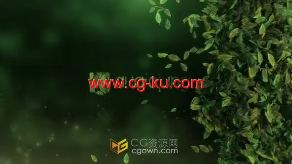 清新自然绿色生态叶子标志动画-AE模板的图片1