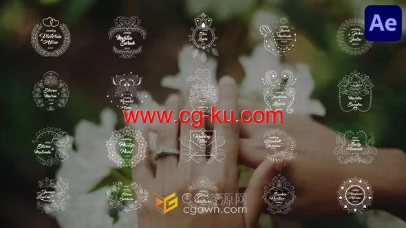 AE模板-优雅浪漫圣洁花卉藤蔓婚礼标题结婚典礼婚庆活动文本动画的图片1