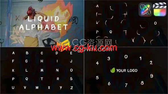 FCPX插件字母数字液体动画与LOGO片头Liquid Alphabet的图片1