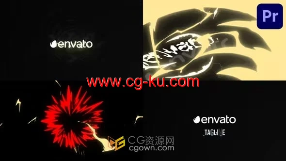 手绘爆炸标志揭晓手绘动画能量LOGO品牌展示-PR模板的图片1