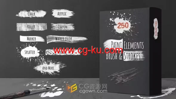 250个画笔和描边笔刷绘画遮罩粉笔涂鸦哑光元素-视频素材的图片1