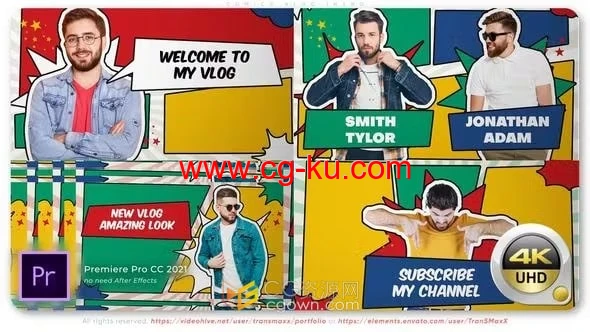 定格人物漫画Vlog简介PR模板时尚社交博主旅游宣传的图片1