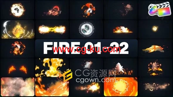 FCPX插件95组卡通火焰烟雾特效动画元素Advanced Fire Elements的图片1