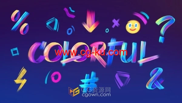 Paint Brush Typography Kit AE模板彩色笔刷画笔字母数字元素动画的图片1