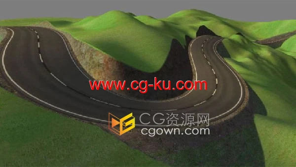 3ds Max 2024插件SplineLand v1.054样条曲线铺设道路生成地形的图片1