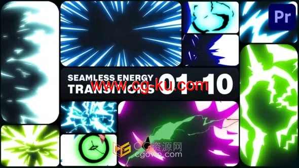 Seamless Energy Transitions PR模板10种卡通能量特效转场过渡的图片1