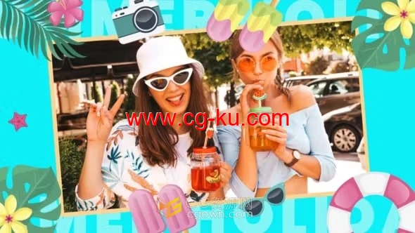 假期旅程回忆照片视频博客相册幻灯片宣传AE模板的图片1