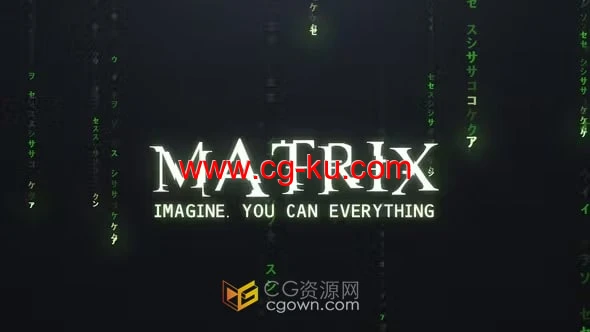 矩阵代码数字雨坠落动画人工智能科技标志-AE模板的图片1