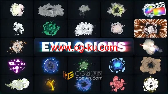 FCPX插件88种卡通爆炸特效动画元素Explosions Pack的图片1