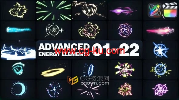 FCPX插件71组能量特效卡通MG动画元素Energy Elements的图片1