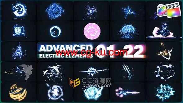 FCPX插件61个发光电荷能量闪光图形特效Electric Elements的图片1