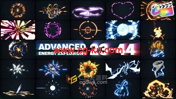 FCPX插件79组卡通能量爆炸特效动画元素第二套Energy Explosions Pack的图片1