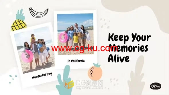 AE模板-带有卡通插图时尚设计夏季旅行宣传视频的图片1