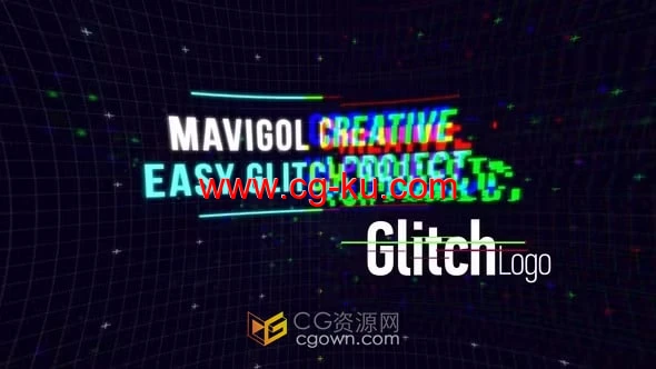 闪屏抽象动画Glitch故障LOGO游戏片头标志-AE模板的图片1