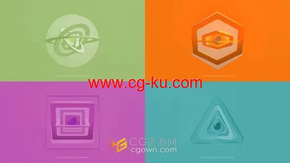 糖果色翻转图形动画Flip 3D标志LOGO-AE模板的图片1