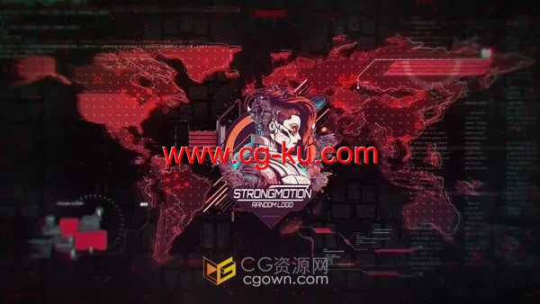 赛博朋克风 HUD 地图背景故障LOGO-AE模板的图片1