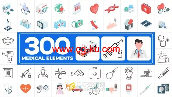 免费下载AE模板300个医疗元素图标动画的图片1