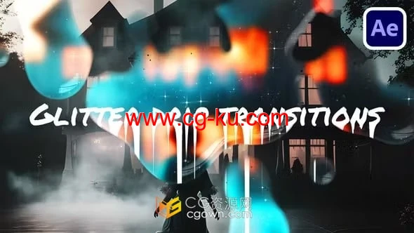 Glitter Drip Transitions 20个星光闪烁过渡-AE模板的图片1
