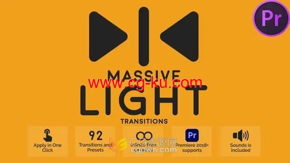 92个像差闪光元素灯光转场Massive Light Transitions-PR模板的图片1