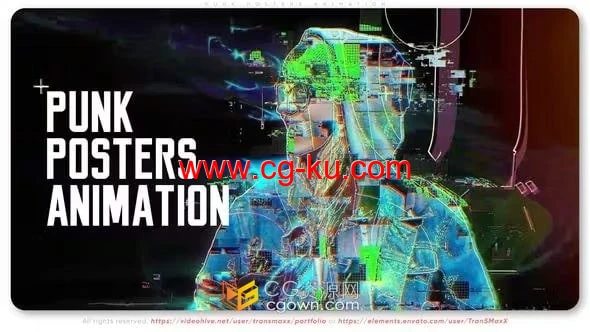 朋克和邋遢风格视频海报动画故障片头制作-AE模板的图片1