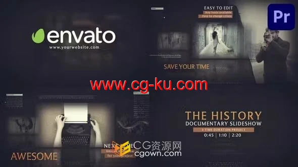 PR模板-酷炫光学效果模块化场景历史纪录片教育宣传演示的图片1