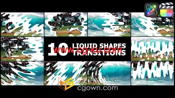 FCPX插件10种卡通流体图形动画转场过渡Liquid Shapes Transitions的图片1