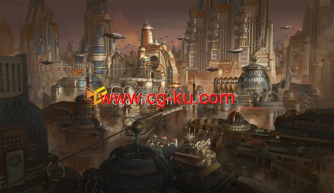AtomPunk 3D模型20世纪50年代复古未来主义三维场景建筑物Blender模型的图片1