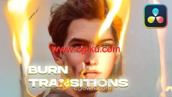 Burn Transitions DR达芬奇模板胶片泄漏烧纸火焰20种转场的图片1