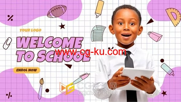 9月1日开学儿童幼儿园学校培训班介绍宣传视频-PR模板的图片1
